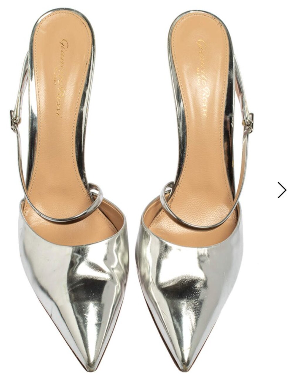 Gianvito Rossi Silver Pointed Toe Heels
